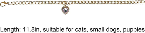 Cat Necklace Collar with Heart Rhinestone Pendant, Lightweight Adjustable Shine Diamond Cute Girl Wedding Birthday Party Pet Necklace Costume Acce...