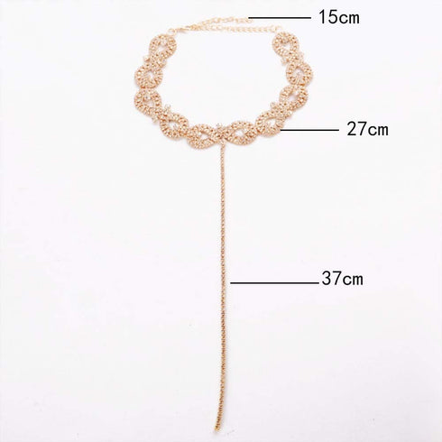 YERTTER Y Choker Rhinestone Crystal Oval Link Chain Tassel Choker Cuba Link Chain Necklace Set for Women Girls...
