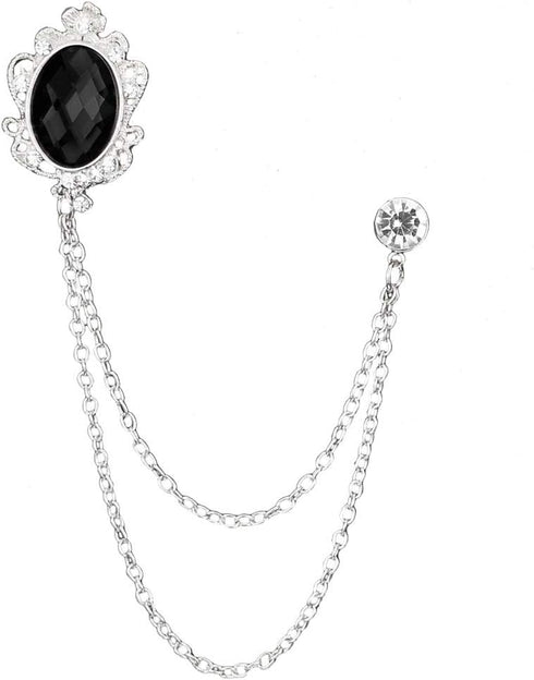 Huture 2 Packs Men's Gem Brooch Lapel Pin Badge Hanging Chains Collar Brooches Pin for Career Suit Tuxedo of Shirts Tie Hat Scarf for Boyfriend Fa...