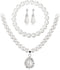 Pearl Necklace and Earring Set, Wedding Pearl Jewelry Sets for Bride Bridesmaid Women...