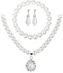 Pearl Necklace and Earring Set, Wedding Pearl Jewelry Sets for Bride Bridesmaid Women...