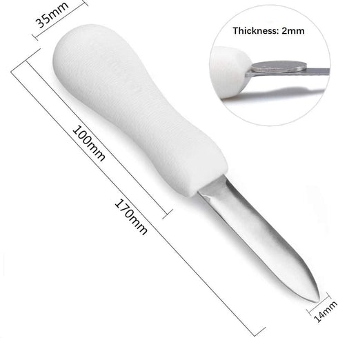 Oyster Shucking Knife, 2.75" New Haven Style Oyster Shucker Clam Knife with Non-Slip Poly Handle, Seafood Opener Seafood Tools (White)...