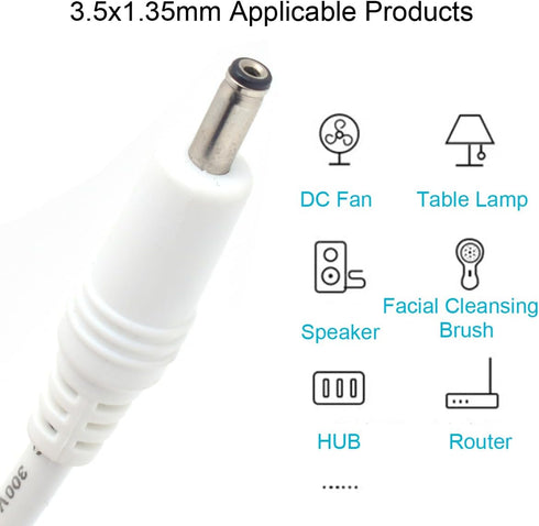 2PCS USB to 5V DC Power Cable White,4FT/1.2M USB to 3.5 x 1.35mm Plug Barrel Jack 5V DC Power Supply Cord Cable,20AWG USB DC 5V Charging Cable Ada...
