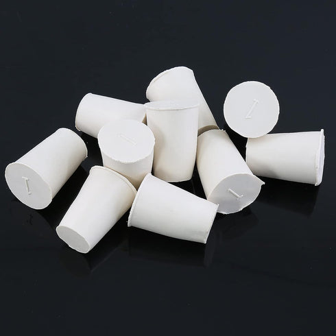 10 Pcs 1# White Solid Rubber Stoppers Tapered Lab Plugs, Dia. 19mm x Dia. 14mm - Height 26mm...
