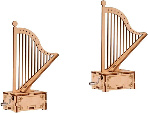 ibasenice Wooden Harp Model 2pcs Box 3 d Puzzles Bulk Puzzles for Kids Chritmas Puzzles DIY Model Building Music Box Ornament Treasure Box Manual ...