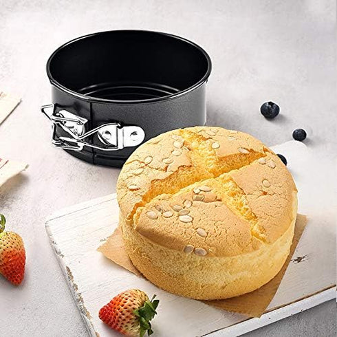 Tellshun Springform Pan Set, 4 Inch Mini Baking Mold 4 Pieces Round Leakproof Nonstick Removable Bottom Bakeware for Mini Cheesecakes, Pizzas, and...