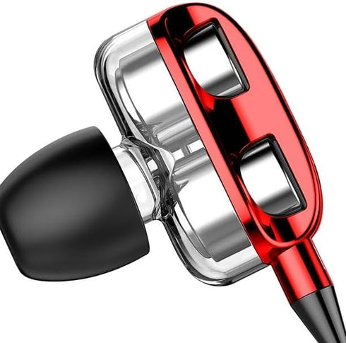 Wired Earphones with Microphone Headset Stereo Sound Quality Noise Canceling Headphones for Running/Cooking/Gym/Sports (A4- Red)...