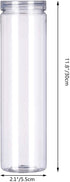 3Pcs Clear Plastic Food Storage Jar with Lid, Round Transparent Storage Container for Spaghetti,Pasta and Dry goods (2.1" Diameter x 11.8" Height)...