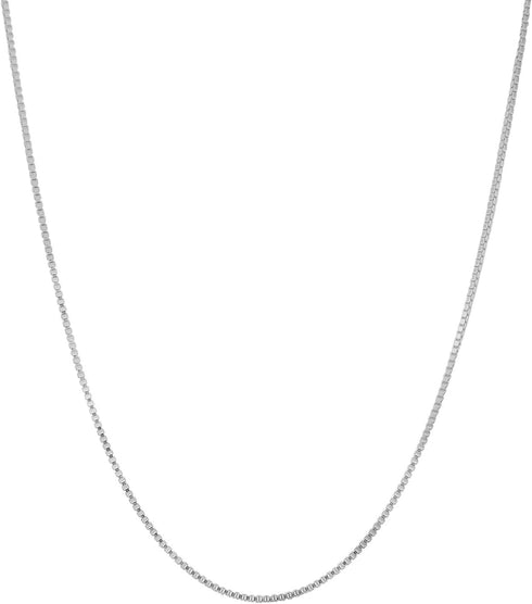Hawaiian Silver Jewelry 1.3mm Sterling Silver Box Chain – Simple Silver Box Chain Necklace 16-36-inch – Exquisite Silver Box Chain Necklace for Me...