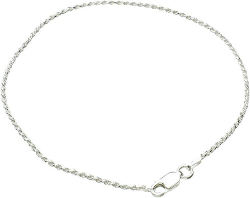 Bracelets, Anklets by Joyful Creations Sterling Silver 1.5mm Diamond-Cut Rope Nickel Free Chain Anklet Italy, 9"...