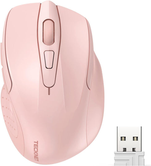 TECKNET Wireless Mouse, 2.4GHz Ergonomic Computer Mouse, Portable Cordless Mice, Mouse for Laptop, 6 Buttons USB Mouse for Chromebook, Ergo Grip, ...