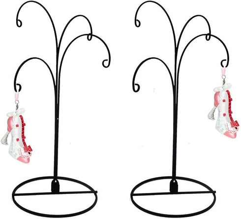 HOHIYA Ornament Display Stand Holder Christmas Hanger Hook Dog Cat Glass Ball Bauble 4 Arms 12inch Black 2 Pcs Taiwan Made...