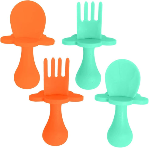 Grabease Baby Spoons Toddler Utensils Baby Spoon Toddler Forks, BPA-Free & Phthalate-Free for Baby & Toddler, 2 Sets, Mint and Orange...