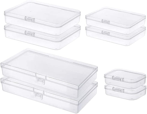 8 Pieces Mixed Sizes Rectangular Empty Mini Clear Plastic Organizer Storage Box Containers for Craft Projects...