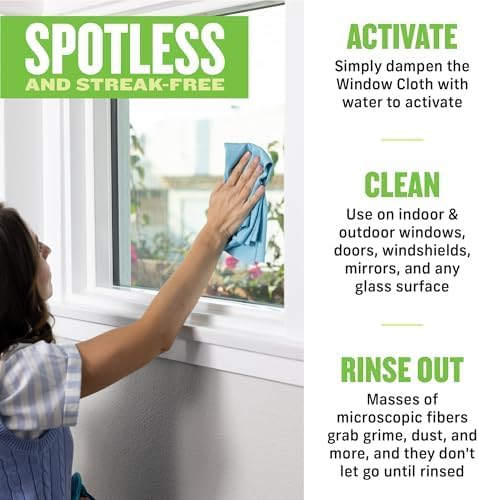 E-Cloth Window Cleaner Kit - Window and Glass Cleaning Cloth, Streak-Free Windows with just Water, Microfiber Towel Cleaning Kit for Windows, Car ...