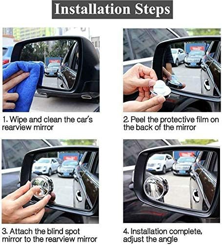 2 pcs Blind Spot Mirrors, 2" Round HD Glass Convex 360° Wide Angle Side Rear View Mirror with ABS Housing for Cars SUV and Trucks, Silver, Pack of...