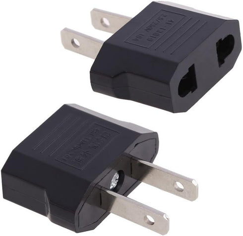ANRANK E-U4113619AK European to USA American Outlet Plug Adapter (Black, 2-Pack)...
