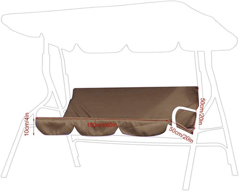 Outdoor Swing Cushion Cover, 3 Seater Replacement Swing Seat Pads Cushion for Patio Garden Yard Swing Chair(Coffee)...