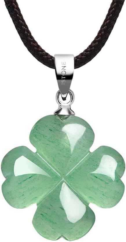 Four Leaf Clover Necklace,Made with Green Aventurine for Faith Hope Love and Luck 18 Inch Rope Chain St. Patrick's Day...