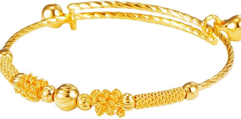 loyoe jewelry 24k Yellow Gold Plated Baby's Bracelet Adjustable Children's Bangle(2pcs/lot)...