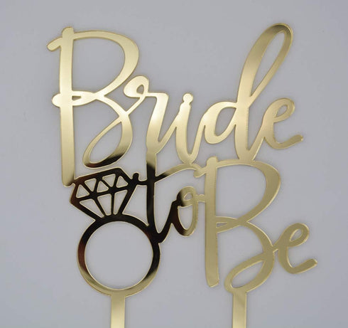 Bride to Be Cake Topper, Engagement, Bachelorette Party Decoration Supplies (Gold)...
