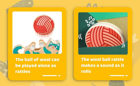 Hape Wooden Walk-A-Long Kitten Pull Toy| Roll & Rattle Push Pull Toy for Toddler| Montessori Toys for Walking Toddlers, Green...