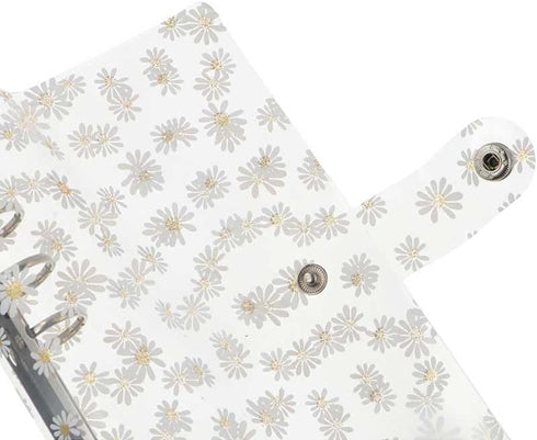 A6 PVC Binder Cover,Clear Daisy A6 Binder Cover Refillable Notebook Binder,Notebook Loose Leaf Binder with Snap Button,for Travel, Office Supplies...