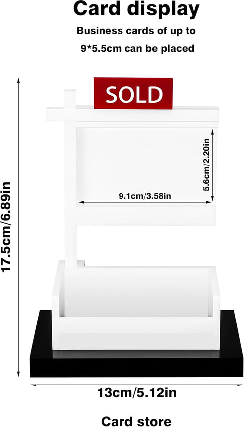 Real Estate Business Card Holder Display Sold Sign for Realtor Business Desktop Business Card Storage Agent Office Reception Holds 3.54 x 2.16 inc...