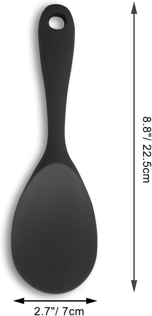 Vonty 2pcs Silicone Non Stick Heat Resistant Rice Paddle Spoon 8.8 Inch, Black...