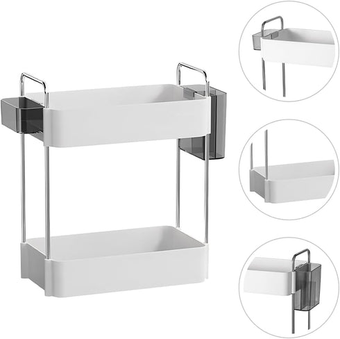 2-Tier Adjustable Countertop Organizer Tray Dual-Level Spice Rack and Cosmetic Storage Multipurpose Kitchen Cabinet & Pantry Organizer for Condime...