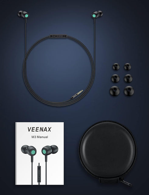 M3 Wired Earbuds Headphones, Stereo Earphones with Microphone and Extra Bass, Volume Control, Tangle-Free Reinforced Cable, in-Ear Headset for Pho...