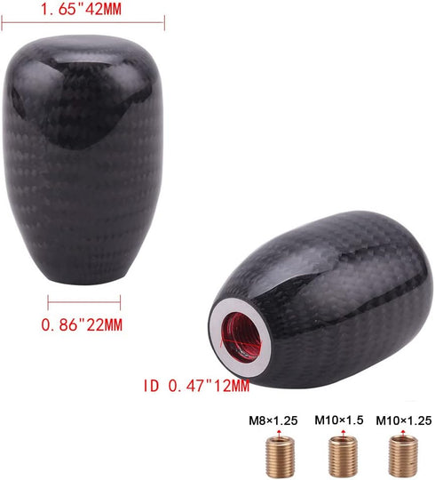 muge racing Universal Carbon Fiber Shift Knob Automatic/Manual Gear Shift Knob for Most Vehicles with 3 Adapters...