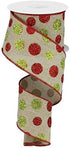 Glitter Multi Dots Wired Edge Ribbon - 2.5 Inches x 10 Yards (Light Beige)...