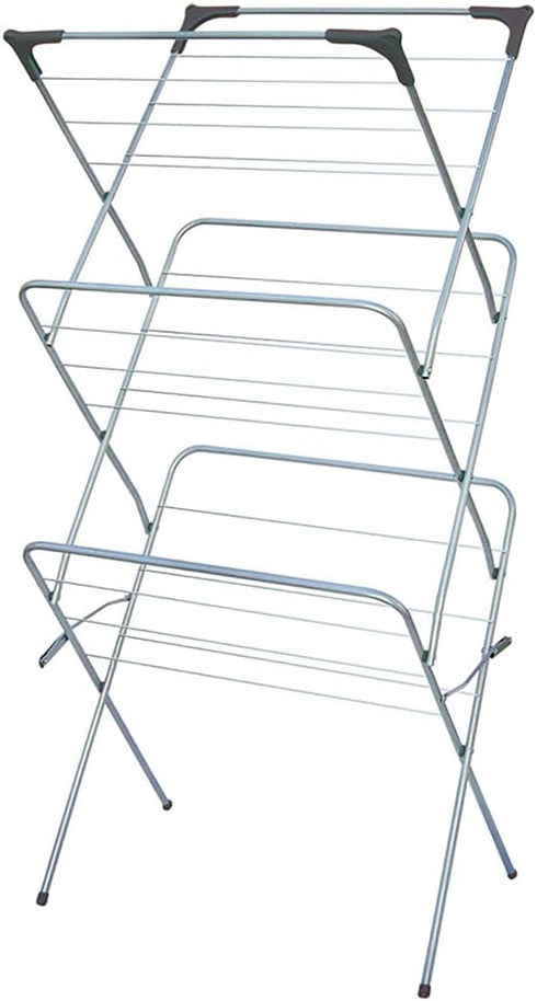 Home Basics Metal Clothes Rack for Hanging Clothes (Silver) 3 Tier Portable Clothes Rack for Swimsuits, Towels, Shirts, Pants, and Accessories | F...