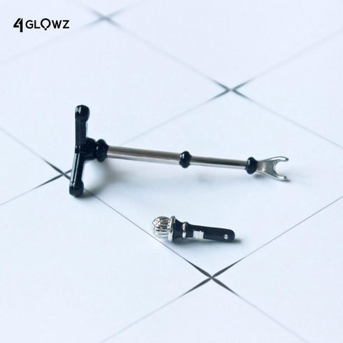 Cute Miniature 1:12 Alloy Microphone Model w/Stand - Dollhouse Musical Furniture Decor Accessory Toy for Miniature Collectors and OB11 1/12 BJD Do...