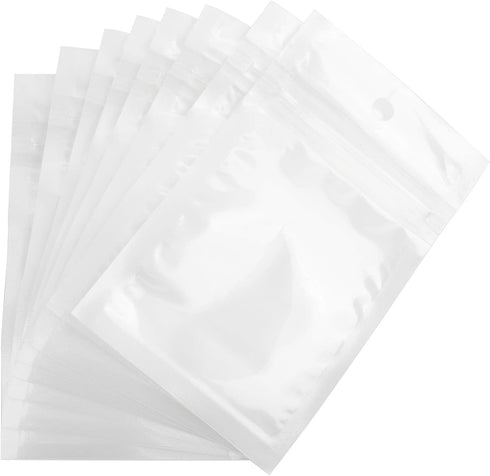 Ellbest 300pcs 2.36” x 3.94” White Clear Bag, Self Seal Plastic Retail Packaging Bag Zip Lock Reclosable Bag Storage Pouch with Hang Hole for Smal...
