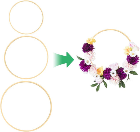 Worown 6 Pack 3 Sizes (8, 10 & 12 Inch) Bamboo Floral Hoops, Wooden Wreath Rings for Making Wedding Wreath Decor and Wall Hanging Crafts...