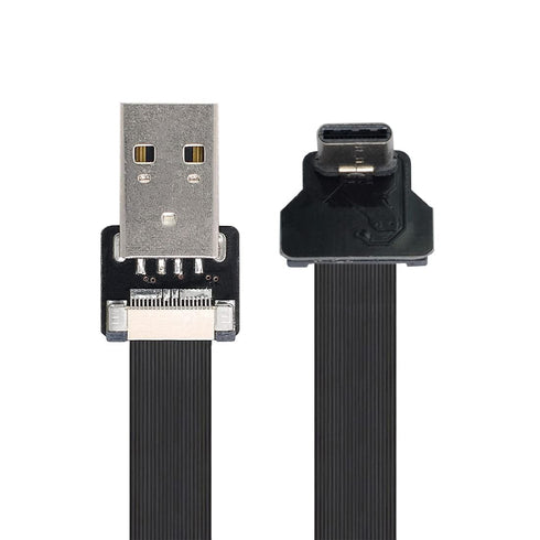 chenyang USB C Flat Cable USB 2.0 Male to USB C Male 90 Degree UP Angled Ribbon Flex Extension Cable Adapter 0.5M...