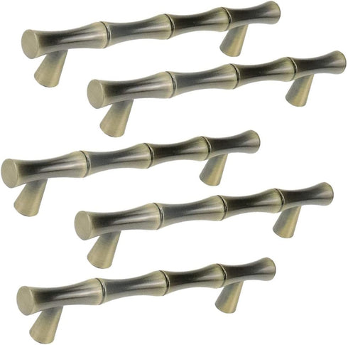 5PCS Drawer Handle 3.8-inch Hole Centers Bamboo Imitation Bronze Cabinet Pulls Furniture Hardware...