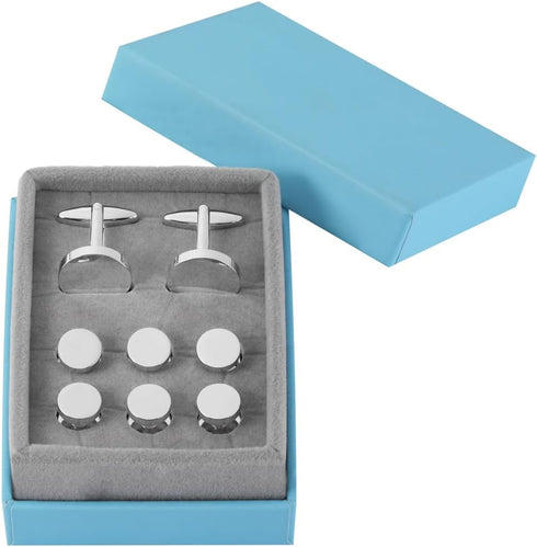 GWD Mens Cufflinks Stainless Steel Tuxedo Shirt Studs Set with Gift Box Silver Black Gold Cuff link Jewelry Gift Wedding Business...