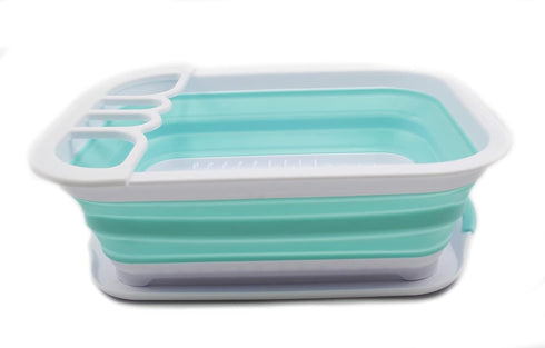 SAMMART 7.5L (2 Gallon) Collapsible Plastic Dish Drainer with Drainer Board - Foldable Drying Rack Set - Portable Dinnerware Organizer - Space Sav...