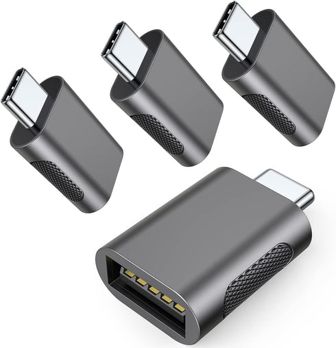 AuviPal 10Gbps USB C to USB 3.1 Adapter (4 Pack), Thunderbolt 4/3 to USB OTG Converter for iPhone 15, MacBook, iPad, iMac and More Type C Devices ...