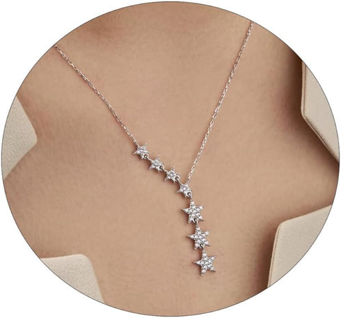 MIDEEO CZ Round Drop Y Necklace for Women 18K Gold Plated Dainty Cubic Zirconia Cut CZ Lariat Y-Shaped Necklace Delicate Cute Simple Jewelry Gift...