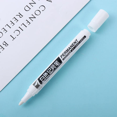 1PCS White Marker Pen, White Paint Pen for Art Painting Graffti Pen Waterproof Tire Painting Pen Art Supplies Paint Pen Stone, Wood, Canvas, Glass...