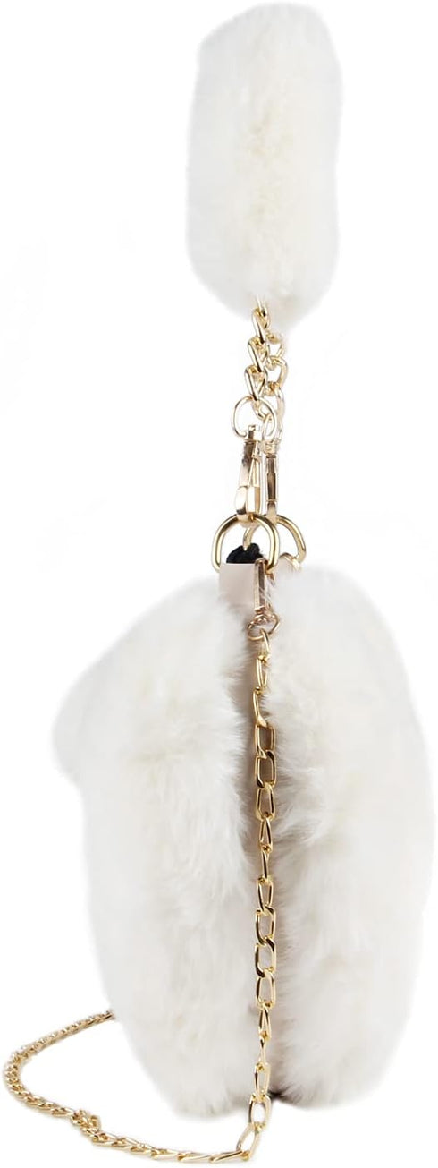 SUKUTU Faux Fur Purse Women's Heart Shaped Evening Handbags Small Cute Phone Crossbody Bag Clutches for Girls...