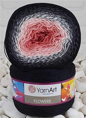 Yarn Art Flowers Yarn 55% Cotton 45% Acrylic 250gr 1094yds Multicolor Cotton Yarn Rainbow Crochet Yarn Spring Summer 2 Sport Yarn (260)...