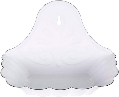Creative Co-Op White Enameled Metal Soap Dish, Hangs or Sits...