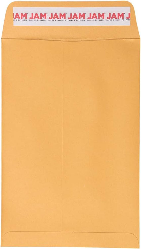 JAM PAPER 6 x 9 Open End Catalog Envelopes with Peel and Seal Closure - Brown Kraft Manila - 50/Pack...