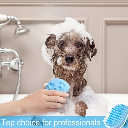 Soft Silicone Bristles Massage Grooming Brush for Dogs and Cats Soft Pet Shampoo Brush for Shedding Hair Pet Bathing Tool (Pink)...