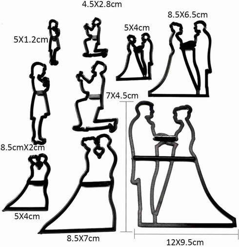 Plastic Fondant Cutter Couple Silhouette Set Mould Cake Decorating Tools Bakeware...